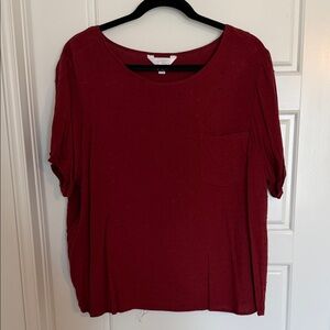 LC Lauren Conrad Burgundy Blouse with Pocket